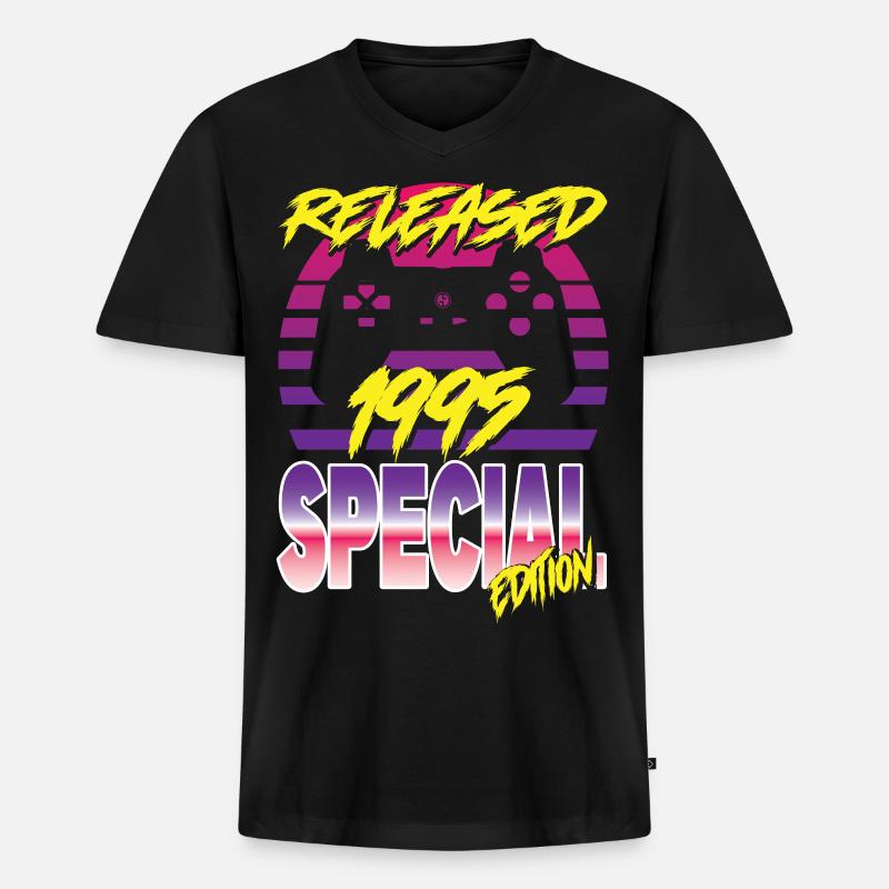 Released 1995 Special Edition - Männer Premium Bio T-Shirt mit V-Ausschnitt - Schwarz
