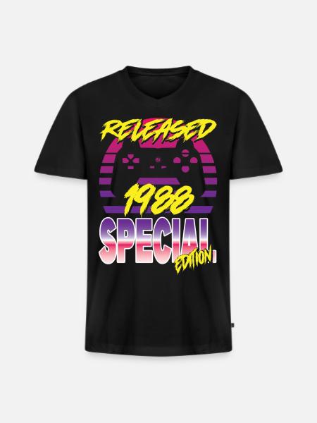 Released 1988 Special Edition - Männer Premium Bio T-Shirt mit V-Ausschnitt - Schwarz