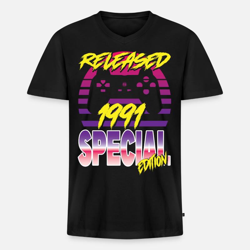 Released 1991 Special Edition - Männer Premium Bio T-Shirt mit V-Ausschnitt - Schwarz