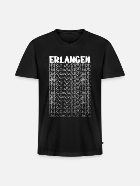 Erlangen Deutschland Stadt Schrift Skyline - Männer Premium Bio T-Shirt mit V-Ausschnitt - Schwarz