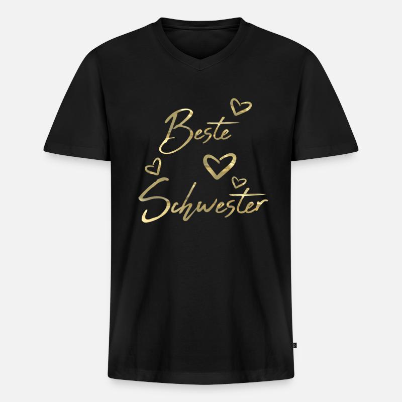 Beste Schwester - Männer Premium Bio T-Shirt mit V-Ausschnitt - Schwarz