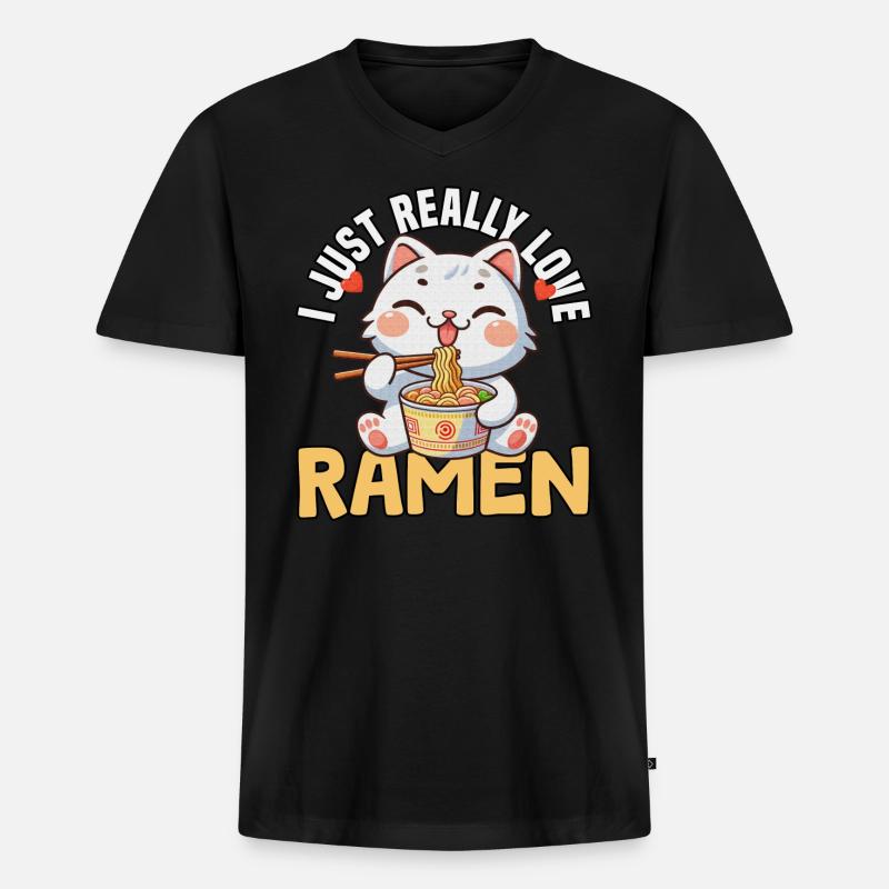 i just really love ramen - Männer Premium Bio T-Shirt mit V-Ausschnitt - Schwarz
