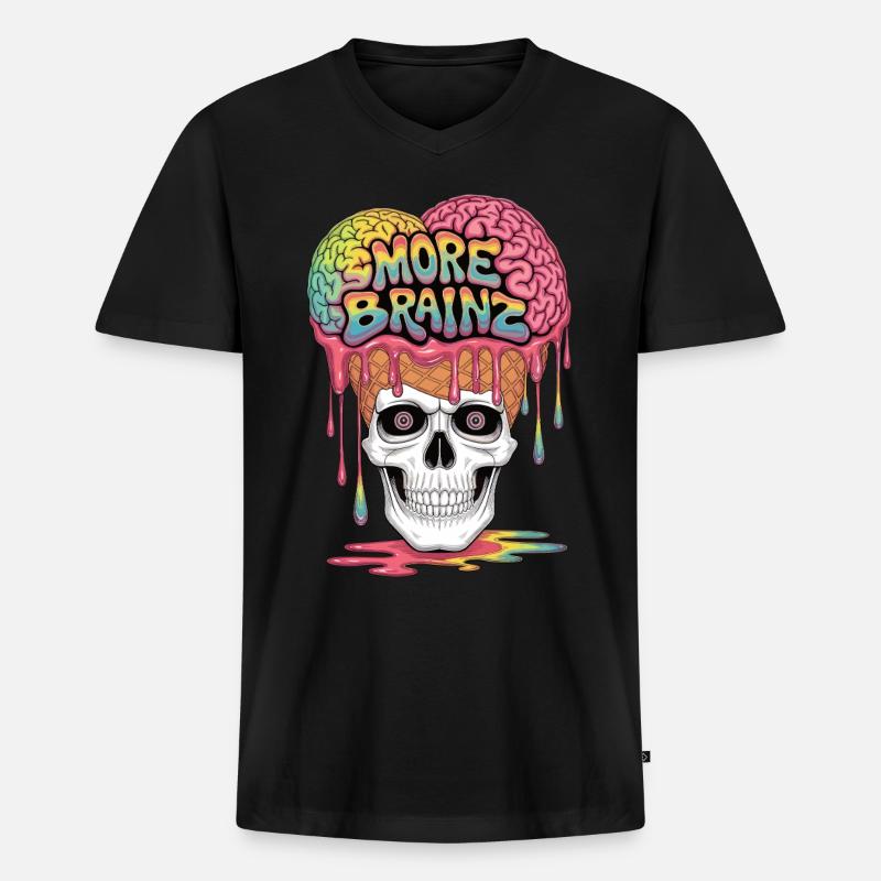 Zombie Eiscreme Wahnsinn - Männer Premium Bio T-Shirt mit V-Ausschnitt - Schwarz