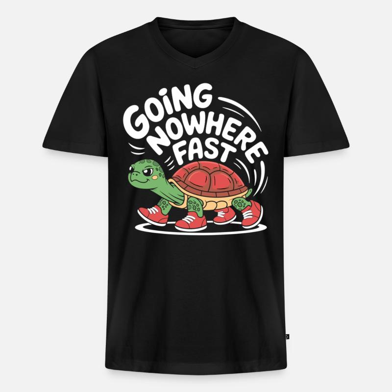 Turtle pace in style - Men's Premium Organic T-shirt with V-neck - black