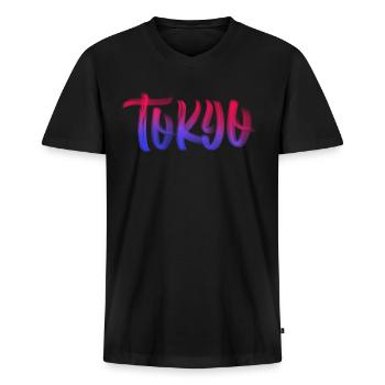 Tokyo - T-shirt encolure en V Premium bio Homme - noir - Devant - Nico (187cm)