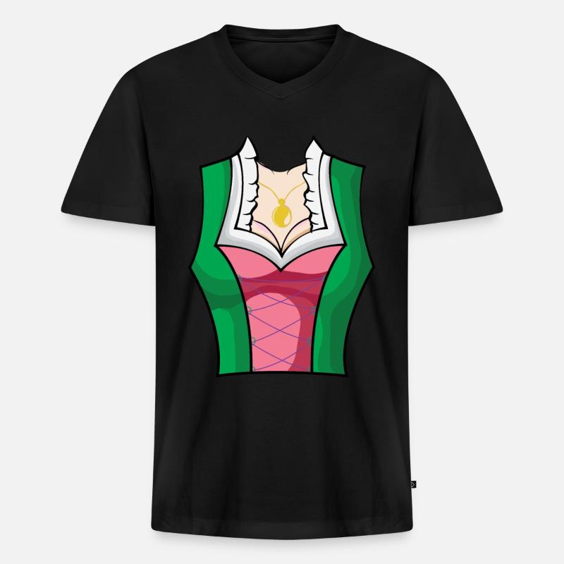 Tracht Dirndl mit Busen - Männer Premium Bio T-Shirt mit V-Ausschnitt - Schwarz