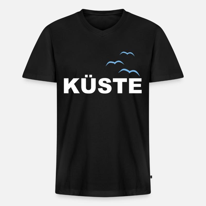 Küste - Männer Premium Bio T-Shirt mit V-Ausschnitt - Schwarz