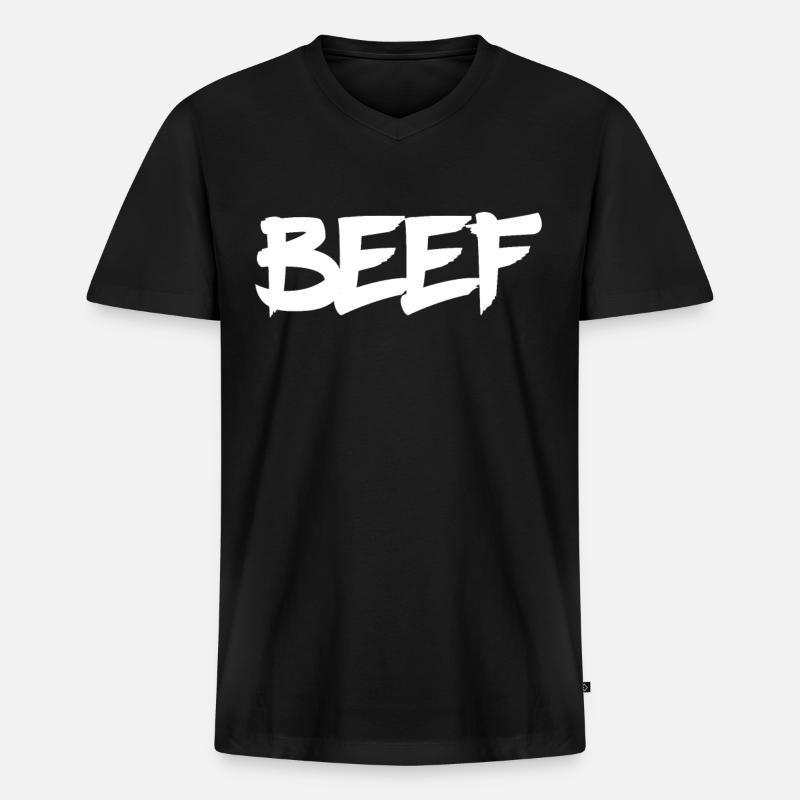Beef - Männer Premium Bio T-Shirt mit V-Ausschnitt - Schwarz