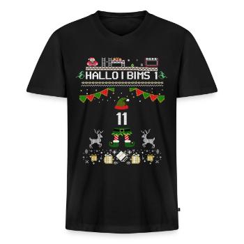 Hello I Pims 1 11 ugly Christmas Sweater - Men's Premium Organic T-shirt with V-neck - black - Front - Nico (187cm)