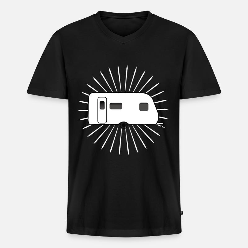 Wohnwagen - Männer Premium Bio T-Shirt mit V-Ausschnitt - Schwarz