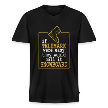 Telemark Free Heel Ski Nordic Funny Gift - T-shirt encolure en V Premium bio Homme - noir - Devant - Nico (187cm)