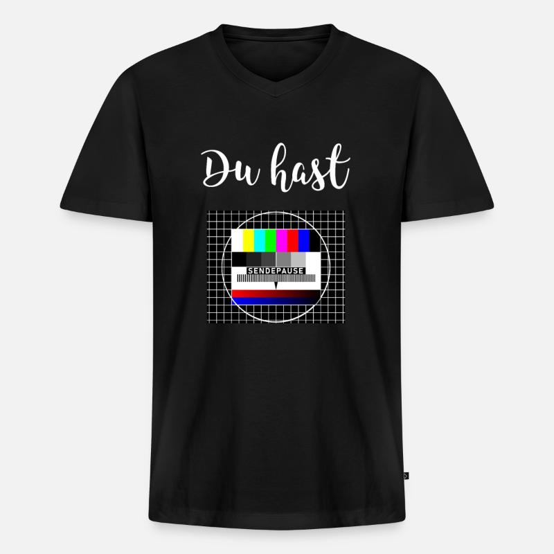 Sendepause Testbild Sendeschluss DDR Fernseher - Männer Premium Bio T-Shirt mit V-Ausschnitt - Schwarz