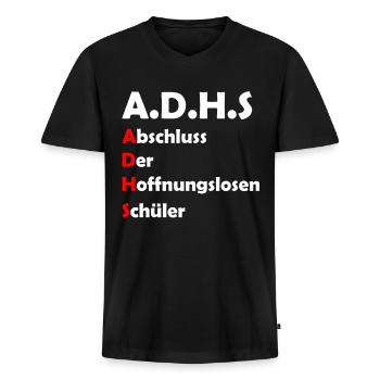Abschluss Spruch Abschlussmotto Lustig Schulklasse - Männer Premium Bio T-Shirt mit V-Ausschnitt - Schwarz - Vorne - Nico (187cm)