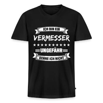 Vermesser - lustiges Spruch Geschenk - Männer Premium Bio T-Shirt mit V-Ausschnitt - Schwarz - Vorne - Nico (187cm)