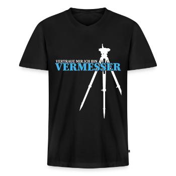 Vermesser - lustiger Vermessen Spruch - Männer Premium Bio T-Shirt mit V-Ausschnitt - Schwarz - Vorne - Nico (187cm)