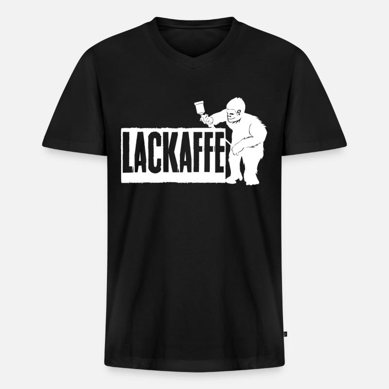 Lackierer - Lackaffe Spruch Geschenk - Männer Premium Bio T-Shirt mit V-Ausschnitt - Schwarz