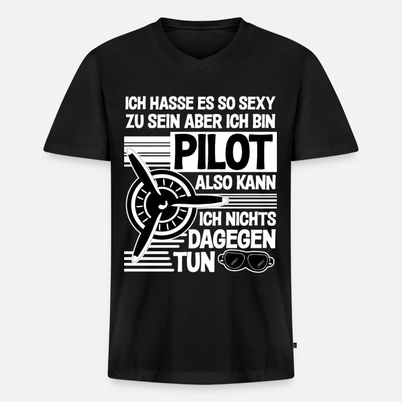 Pilot - Sexy Flieger Spruch - Männer Premium Bio T-Shirt mit V-Ausschnitt - Schwarz