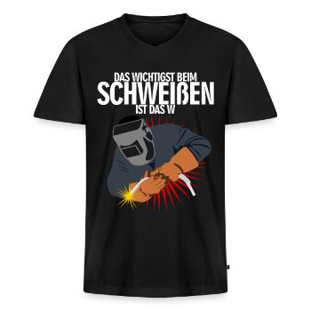 Schweißer Schweißen und Scheißen Spruch - Männer Premium Bio T-Shirt mit V-Ausschnitt - Schwarz - Vorne - Nico (187cm)