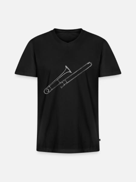 Trumpet - beautiful trumpets sketch - Men's Premium Organic T-shirt with V-neck - black