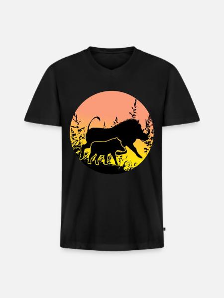 Warthog - Sunset Africa Safari - Men's Premium Organic T-shirt with V-neck - black
