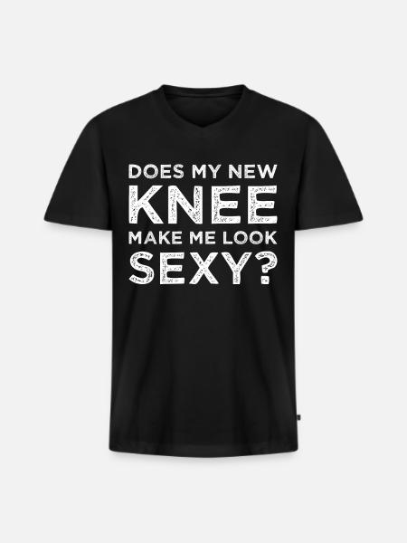 Knie knie chirurgie knie prothese zeggen - Mannen Premium Bio T-shirt met V-hals - zwart