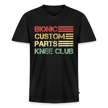 Knee Knee Surgery Knee Prosthesis Vintage - Men's Premium Organic T-shirt with V-neck - black - Front - Nico (187cm)