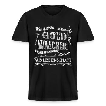 Goldwaschen Goldschürfen cooles Retro Design - Männer Premium Bio T-Shirt mit V-Ausschnitt - Schwarz - Vorne - Nico (187cm)