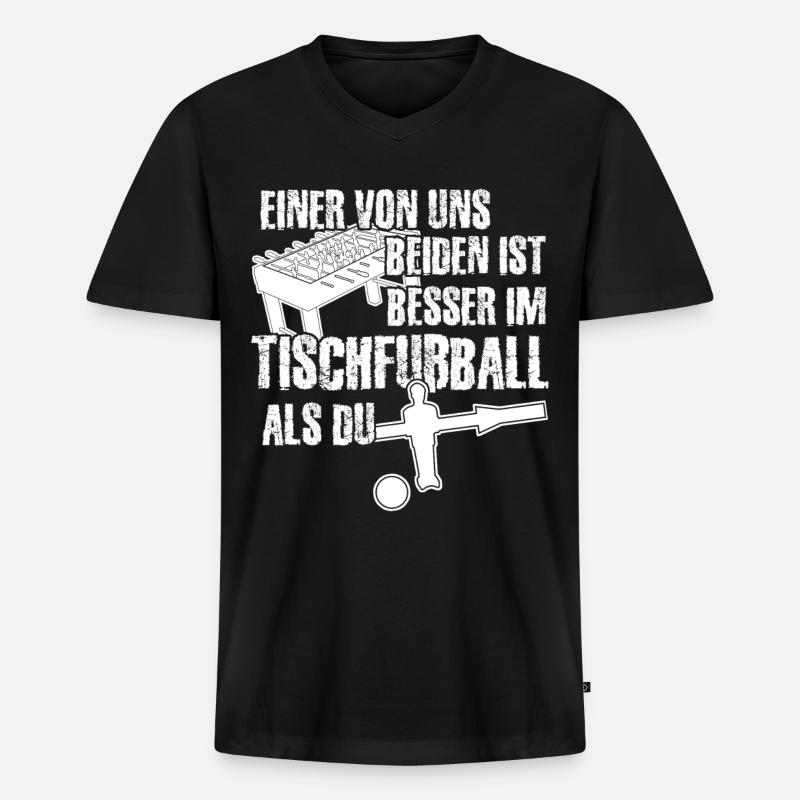Tischkicker - lustiger Spruch - Männer Premium Bio T-Shirt mit V-Ausschnitt - Schwarz
