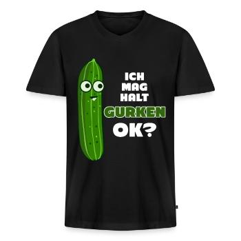 Gurke - lustiger Spruch mit Gurken - Männer Premium Bio T-Shirt mit V-Ausschnitt - Schwarz - Vorne - Nico (187cm)