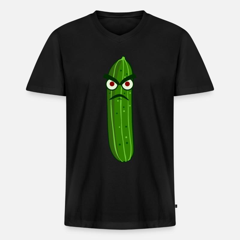 Saure Gurke - lustig - Männer Premium Bio T-Shirt mit V-Ausschnitt - Schwarz