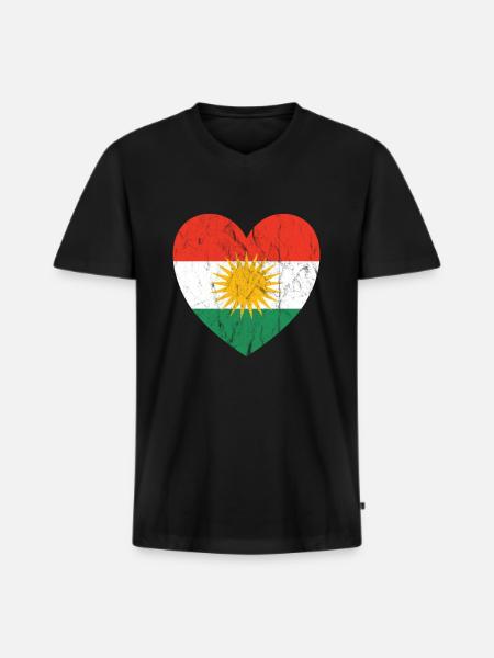 Hendes Biji Kurdistan Kurdish Kurds Gift Heart - Premium økologisk T-shirt med V-hals til mænd - sort