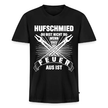 Hufschmied lustiger Pferdeschmied Spruch - Männer Premium Bio T-Shirt mit V-Ausschnitt - Schwarz - Vorne - Nico (187cm)