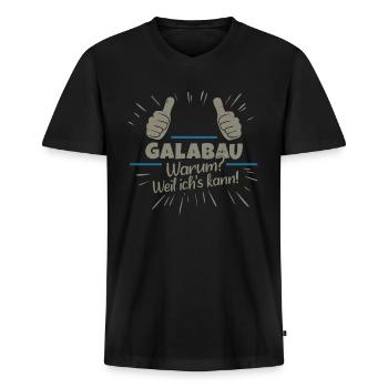 Galabau Garten- und Landschaftsbau - Männer Premium Bio T-Shirt mit V-Ausschnitt - Schwarz - Vorne - Nico (187cm)