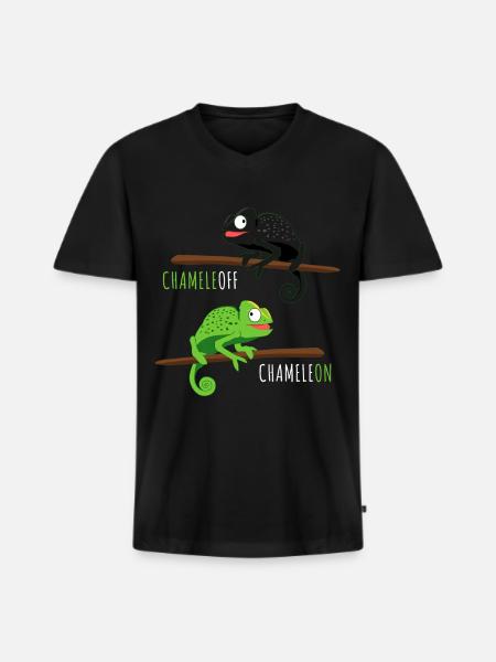 Chameleoff Chameleon Saying - Men's Premium Organic T-shirt with V-neck - black