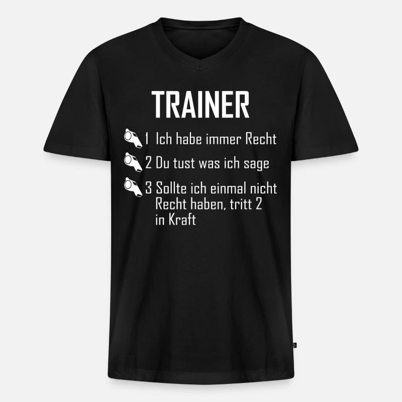 Trainer - Männer Premium Bio T-Shirt mit V-Ausschnitt - Schwarz