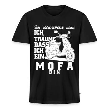 Mofa Spruch Moped Mitz Mofafahrer - Männer Premium Bio T-Shirt mit V-Ausschnitt - Schwarz - Vorne - Nico (187cm)