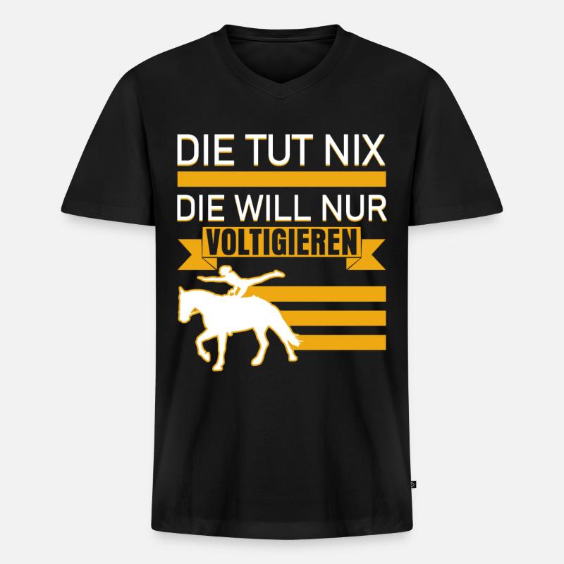 Voltigieren Voltigierer Spruch - Männer Premium Bio T-Shirt mit V-Ausschnitt - Schwarz