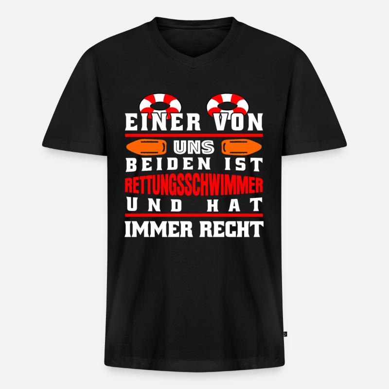Rettungsschwimmer Rettungsring - Männer Premium Bio T-Shirt mit V-Ausschnitt - Schwarz