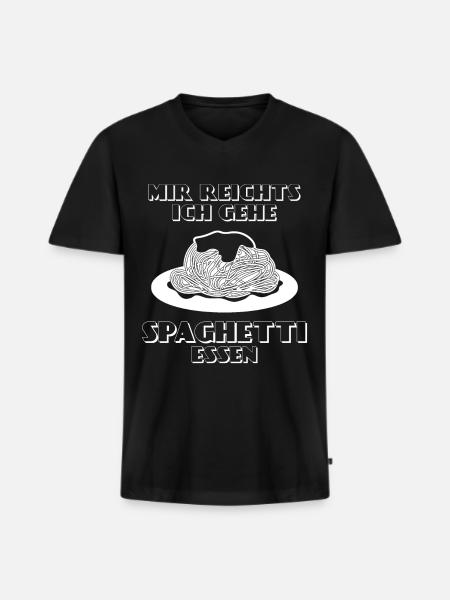 Spaghetti Spruch - Mir reichts - Männer Premium Bio T-Shirt mit V-Ausschnitt - Schwarz