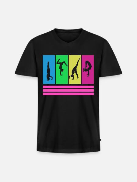 Handstand Gymnastics Retro - Men's Premium Organic T-shirt with V-neck - black