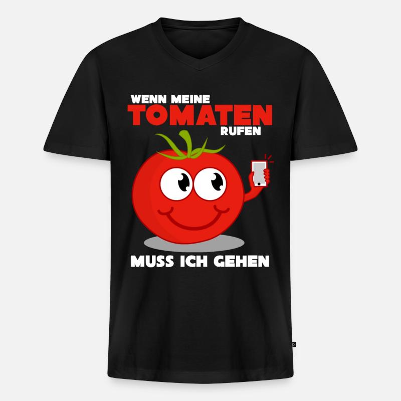 Tomaten Tomate Spruch Witz - Männer Premium Bio T-Shirt mit V-Ausschnitt - Schwarz