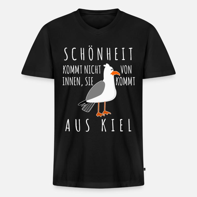 Kiel Spruch Witz Möwe - Männer Premium Bio T-Shirt mit V-Ausschnitt - Schwarz