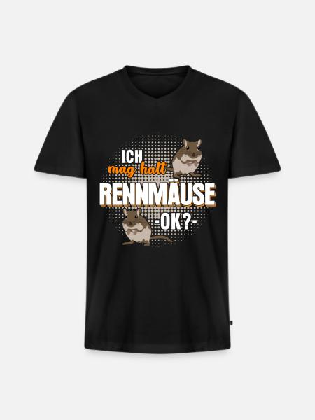 Rennmaus Rennmäuse Gerbil Spruch - Männer Premium Bio T-Shirt mit V-Ausschnitt - Schwarz