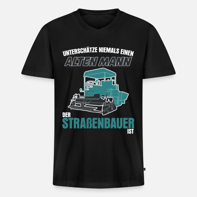 Straßenbauer Spruch - Männer Premium Bio T-Shirt mit V-Ausschnitt - Schwarz
