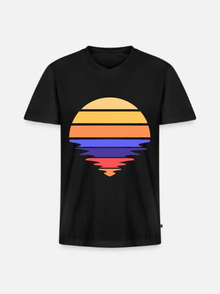 SUNSET I Rainbow - Men's Premium Organic T-shirt with V-neck - black