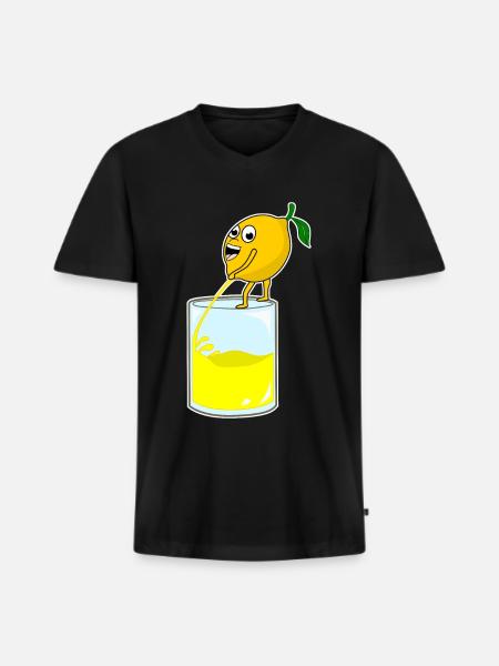 Lemon pees - Men's Premium Organic T-shirt with V-neck - black