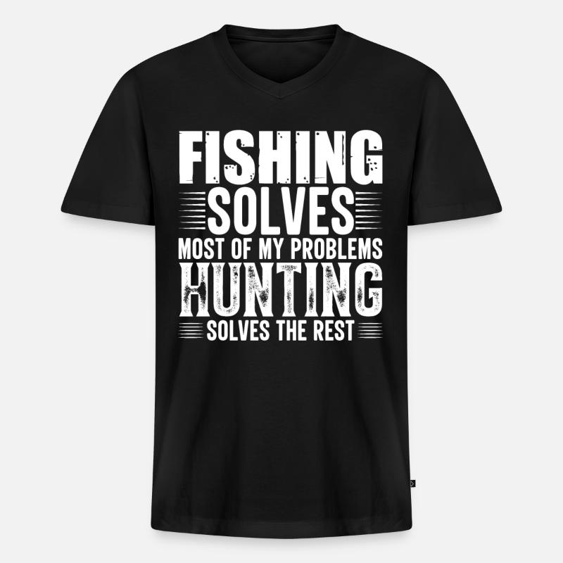 Fischen Jagd - Männer Premium Bio T-Shirt mit V-Ausschnitt - Schwarz