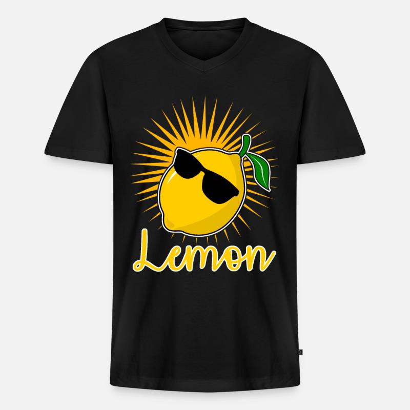 Zitrone - Männer Premium Bio T-Shirt mit V-Ausschnitt - Schwarz