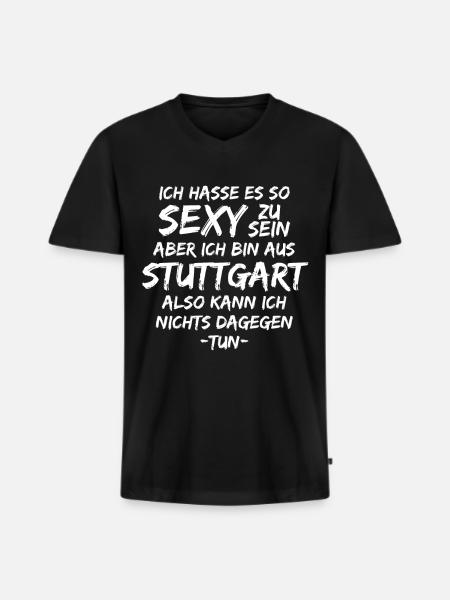 Stuttgart Stuttgarter lustig - Männer Premium Bio T-Shirt mit V-Ausschnitt - Schwarz