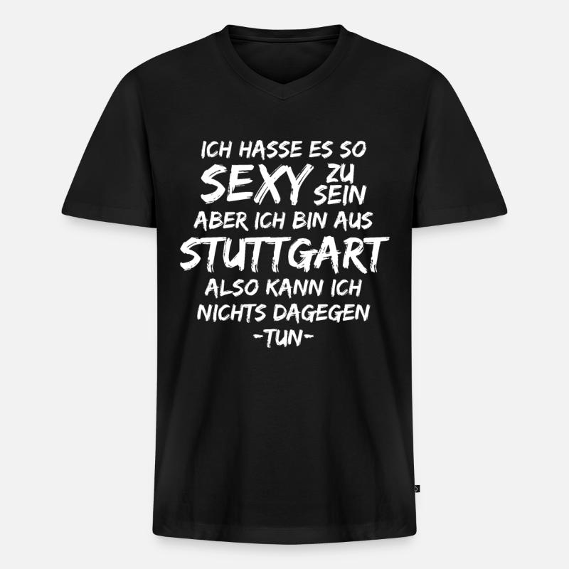 Stuttgart Stuttgarter lustig - Männer Premium Bio T-Shirt mit V-Ausschnitt - Schwarz